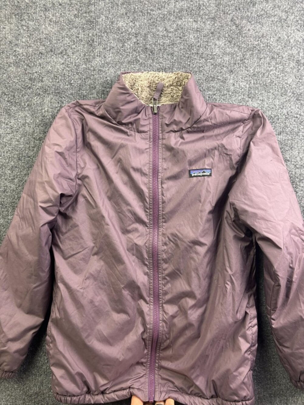 Patagonia Jacket Kids XL 14 Purple Fleeceβ Lined Full Zip Winter Warm Layer
